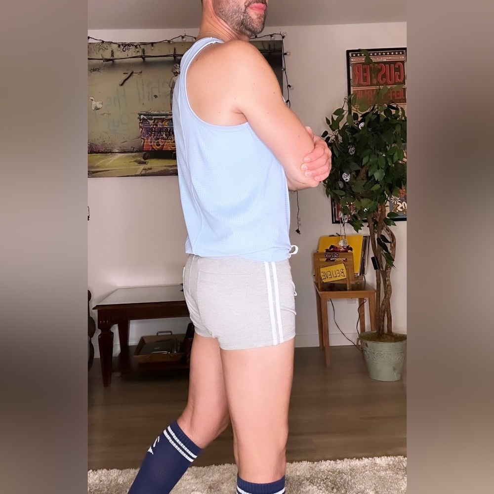 Andrew Christian | 3" Stretch Football Shorts in Gray (Medium) - Picture 7 of 16